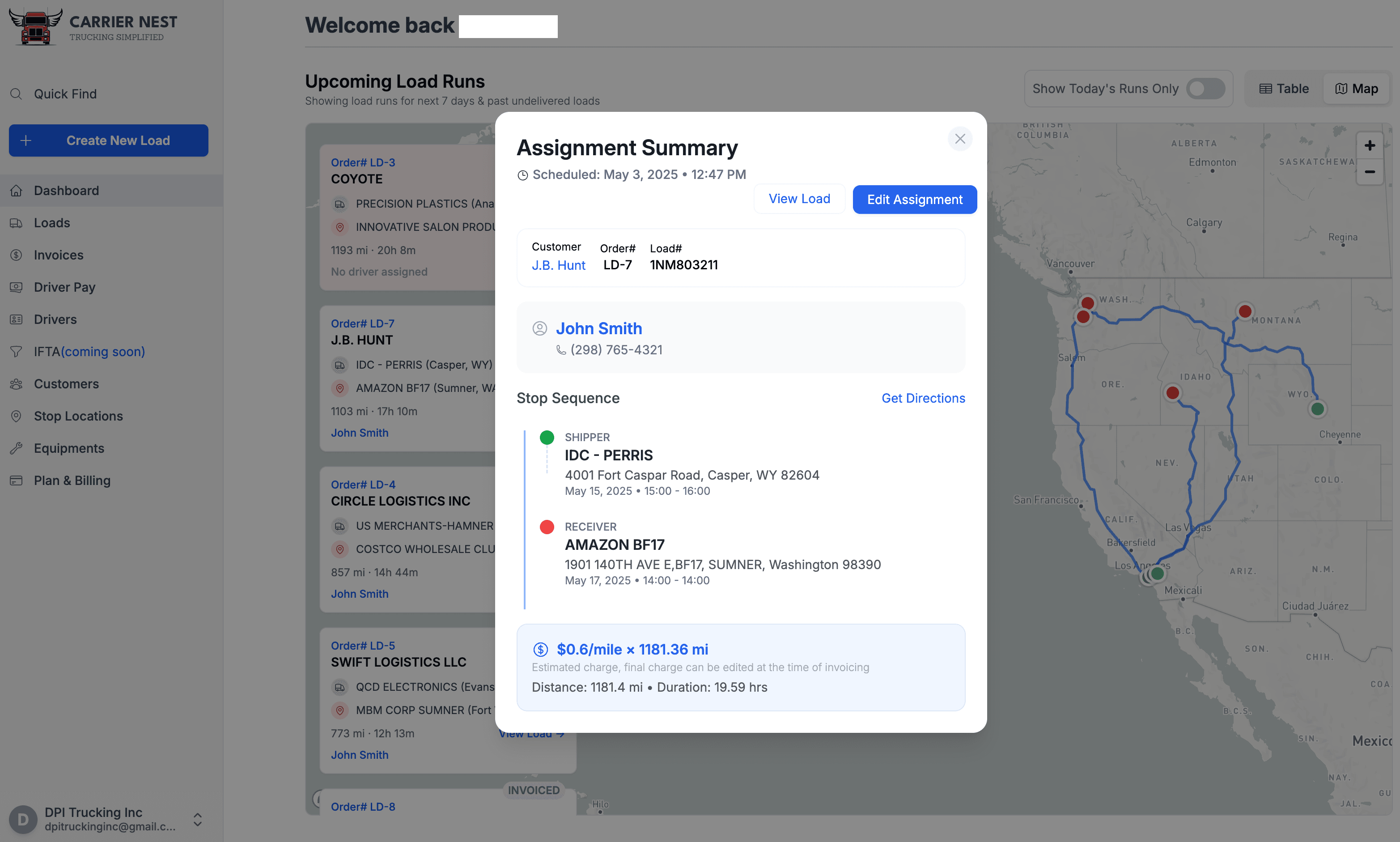 CarrierNest Dashboard - Live Fleet Management